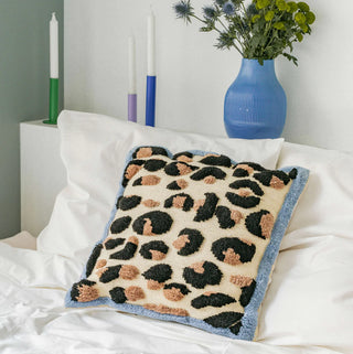 French home decor sofa pillow decorative cushion blue leopard bedroom